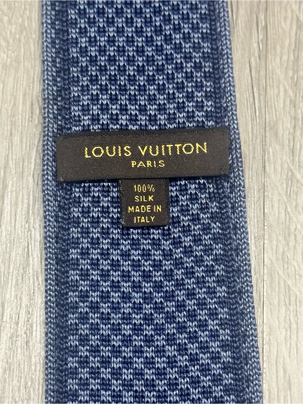 Rare Louis Vuitton 100% Silk Knit Square Bottom Tie - Old Money Blue Geometric